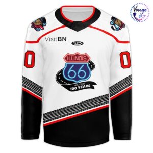 Bloomington Bison Honoring The Centennial Of Route 66 Hockey Jersey 2