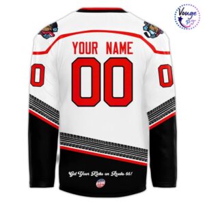 Bloomington Bison Honoring The Centennial Of Route 66 Hockey Jersey 3