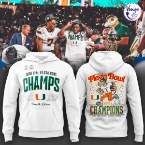 Miami Hurricanes 2026 Fiesta Bowl Champions Time To Shine Hoodie 1