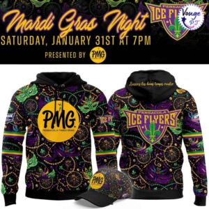 Pensacola Ice Flyers 2026 Mardi Gras Night Limited Hoodie 1