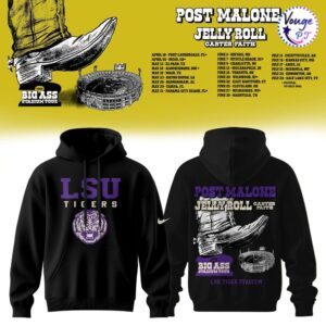 LSU Tigers x Post Malone x Jelly Roll The BIG ASS Stadium Tour 2026 Hoodie