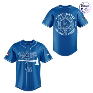 Los Angeles Dodgers Firefighter Application Baseball Jersey 2