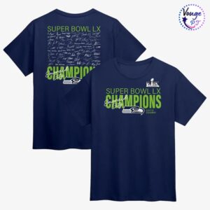 Seattle Seahawks Super Bowl LX Champions Autograph Signing Roster T-Shirt