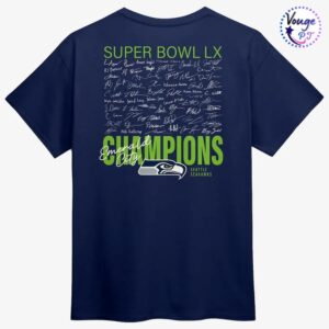 Seattle Seahawks Super Bowl LX Champions Autograph Signing Roster T Shirt 3