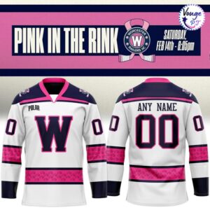 Worcester Railers Hockey 2026 Pink in the Rink Hockey Jersey 1