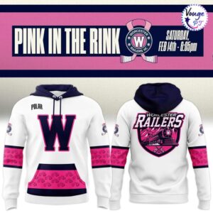 Worcester Railers Hockey 2026 Pink in the Rink Hoodie 1