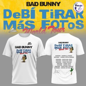 Bad Bunny Debi Tirar Mas Fotos World Tour New T Shirt 2