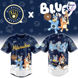 Milwaukee Brewers Bluey Night Game Baseball Jersey 2
