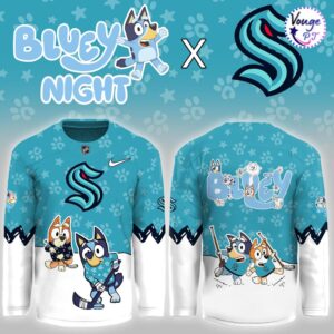 Seattle Kraken x Bluey Night Limited Edition Hockey Jersey 2