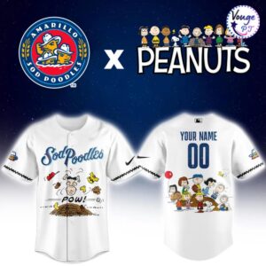 Amarillo Sod Poodles x Peanuts Night Custom Baseball Jersey 2