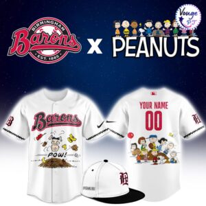 Birmingham Barons x Peanuts Night Custom Baseball Jersey 1