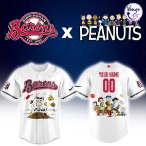 Birmingham Barons x Peanuts Night Custom Baseball Jersey 2