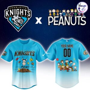 Charlotte Knights x Peanuts Night Custom Baseball Jersey 2