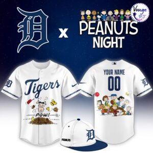 Detroit Tigers x Peanuts Night Custom Baseball Jersey