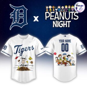 Detroit Tigers x Peanuts Night Custom Baseball Jersey 2