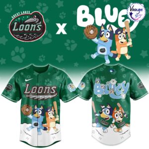Great Lakes Loons x Bluey Night Limited Edition Baseball Jersey 2