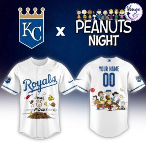 Kansas City Royals x Peanuts Night Custom Baseball Jersey 2