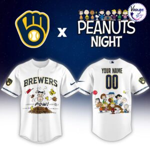 Milwaukee Brewers x Peanuts Night Custom Baseball Jersey 2