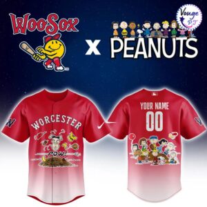 Worcester Red Sox x Peanuts Night Custom Baseball Jersey 2