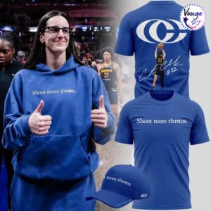 Caitlin Clark Shoot More Threes Blue Tee Basketball Shirt Pants Set 1