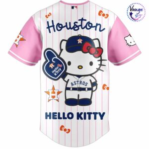 Houston Astros x Hello Kitty Night White Pinstripe Baseball Jersey 3