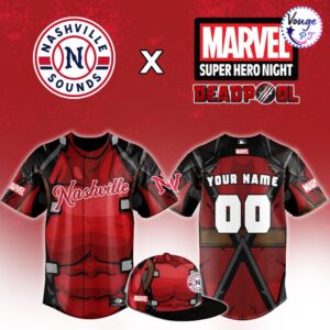 Nashville Sounds x Deadpool Marvel Super Hero Night Baseball Jersey