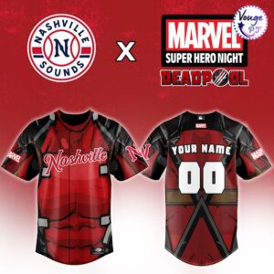 Nashville Sounds x Deadpool Marvel Super Hero Night Baseball Jersey 2