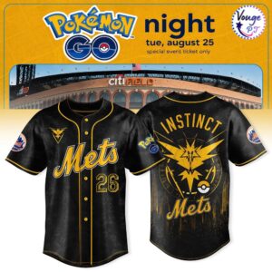 New York Mets x Pokemon GO Night Team Instinct Baseball Jersey